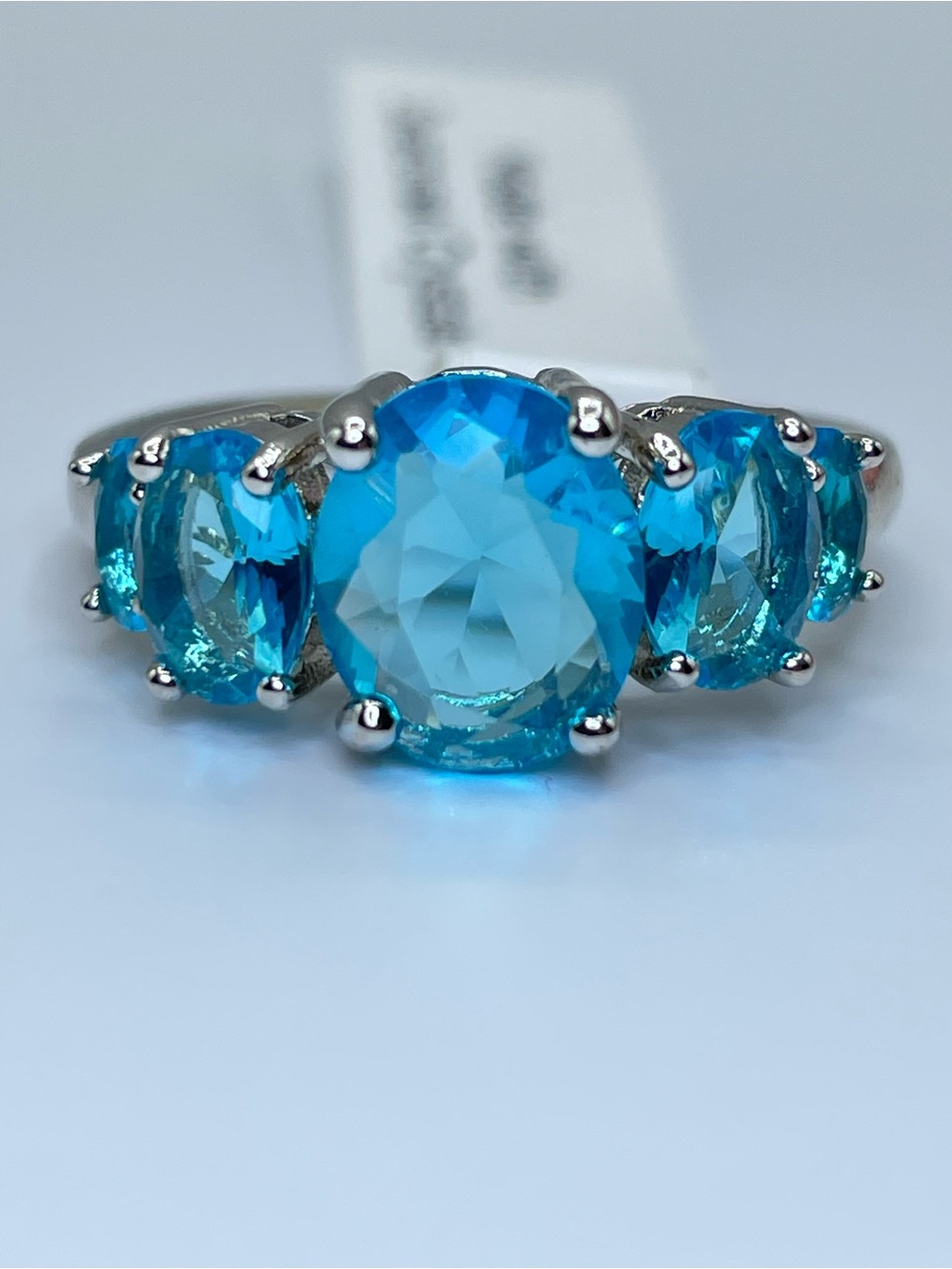 Swarovski Crystal Elements Blue 5 Stone Statement Ring Sz 8